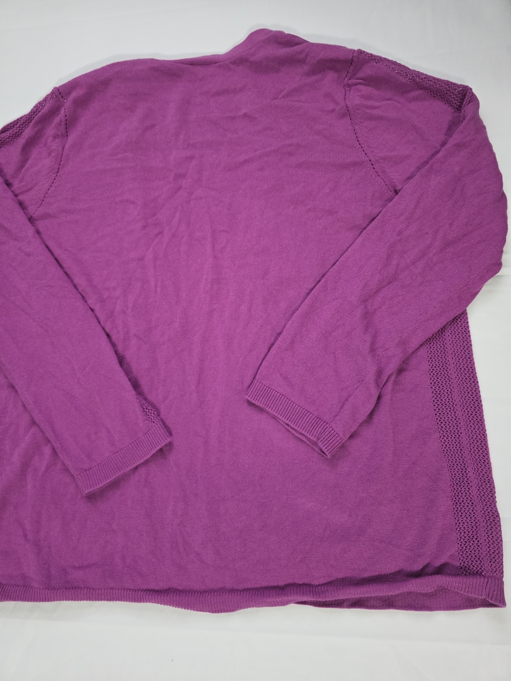 Talbots Women's XL Regular Solid Purple Knit Open Front Long Sleeve Cardigan - Picture 11 of 14
